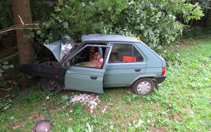 AUTO SE ZAKOUSLO DO STROMU, ZRANĚNÉHO ŘIDIČE ZÁCHRANÁŘI PŘEVEZLI DO NEMOCNICE