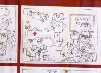 Kočky, myšky i rybička v autě: hravé kresby Evy Jakoubkové rozzářily prostory červeného kříže